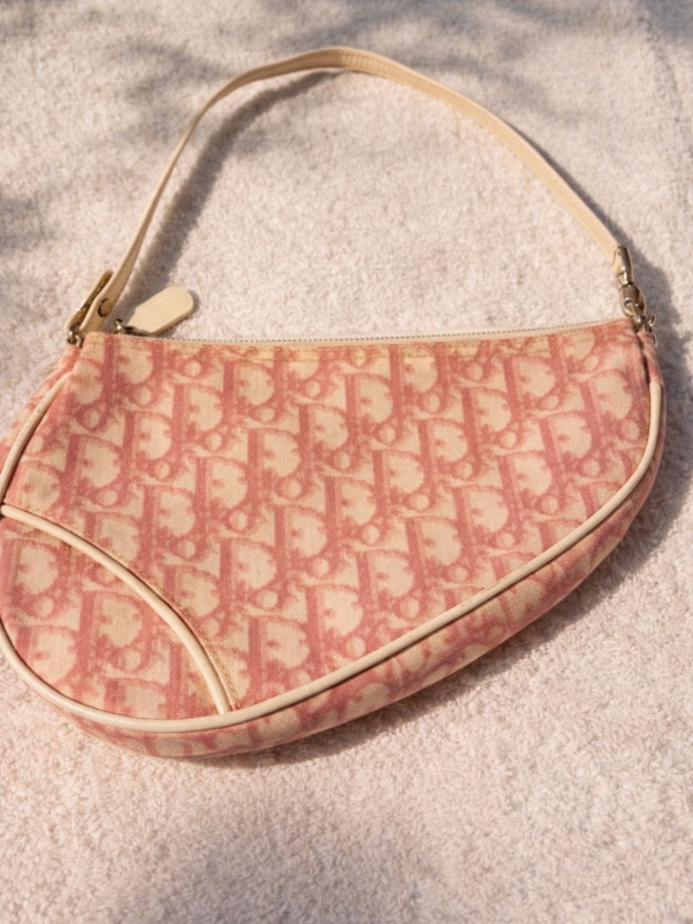 Vintage Christian Dior pink monogram saddle pochette